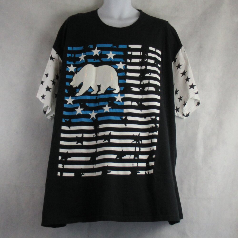 Entitee Brand Men's Short Sleeve T-Shirt, Black With Bear Flag Graphic, 4XL